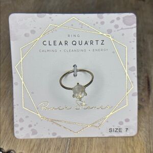 Clear Quartz Ring Gold Plated Dainty Fauceted Stone